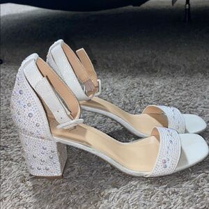 Elegant White Block Heel Sandals